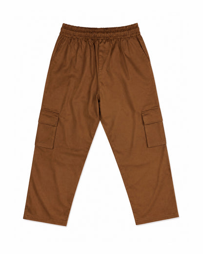HAISH Neutral Brown Baggy Cargo Pants | Minimal Logo Streetwear Bottoms