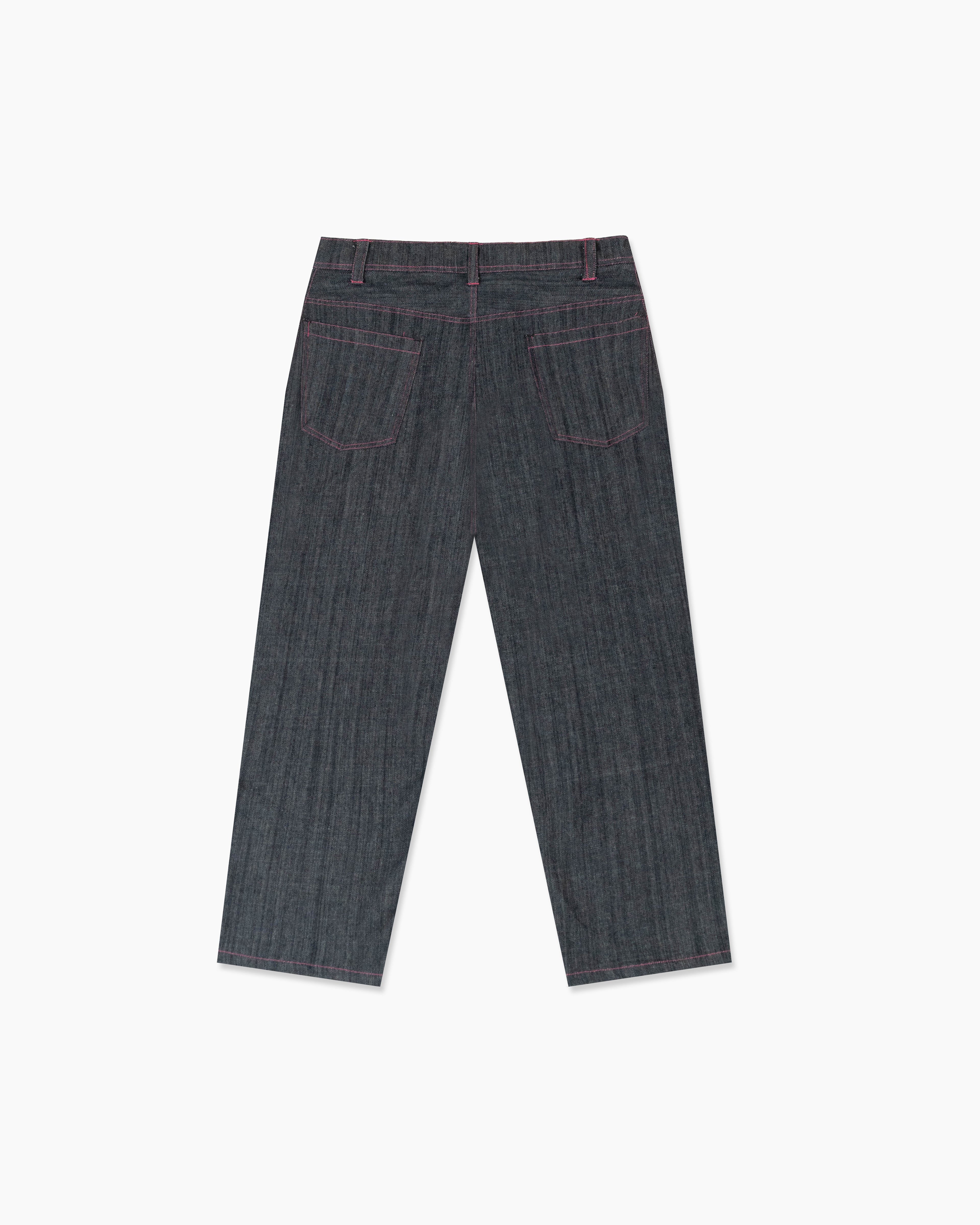HAISH Contrast Stitch Wide Leg Jeans | Oversized Baggy Denim Trousers for women