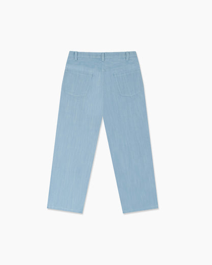 HAISH Tulip Embroidered Wide-Leg Denim - Light Wash