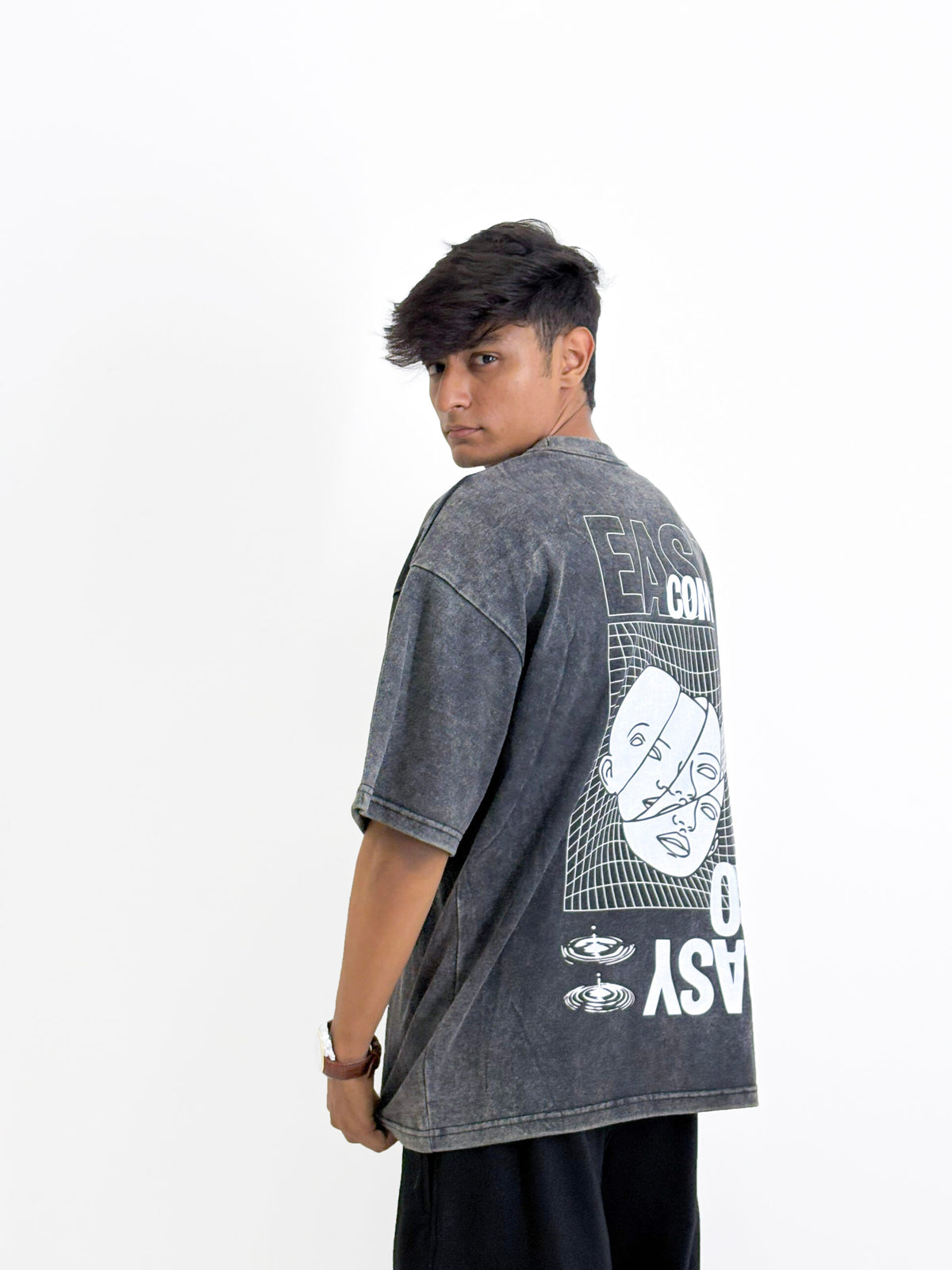 Men’s Washed Grey Minimalist Logo T-Shirt