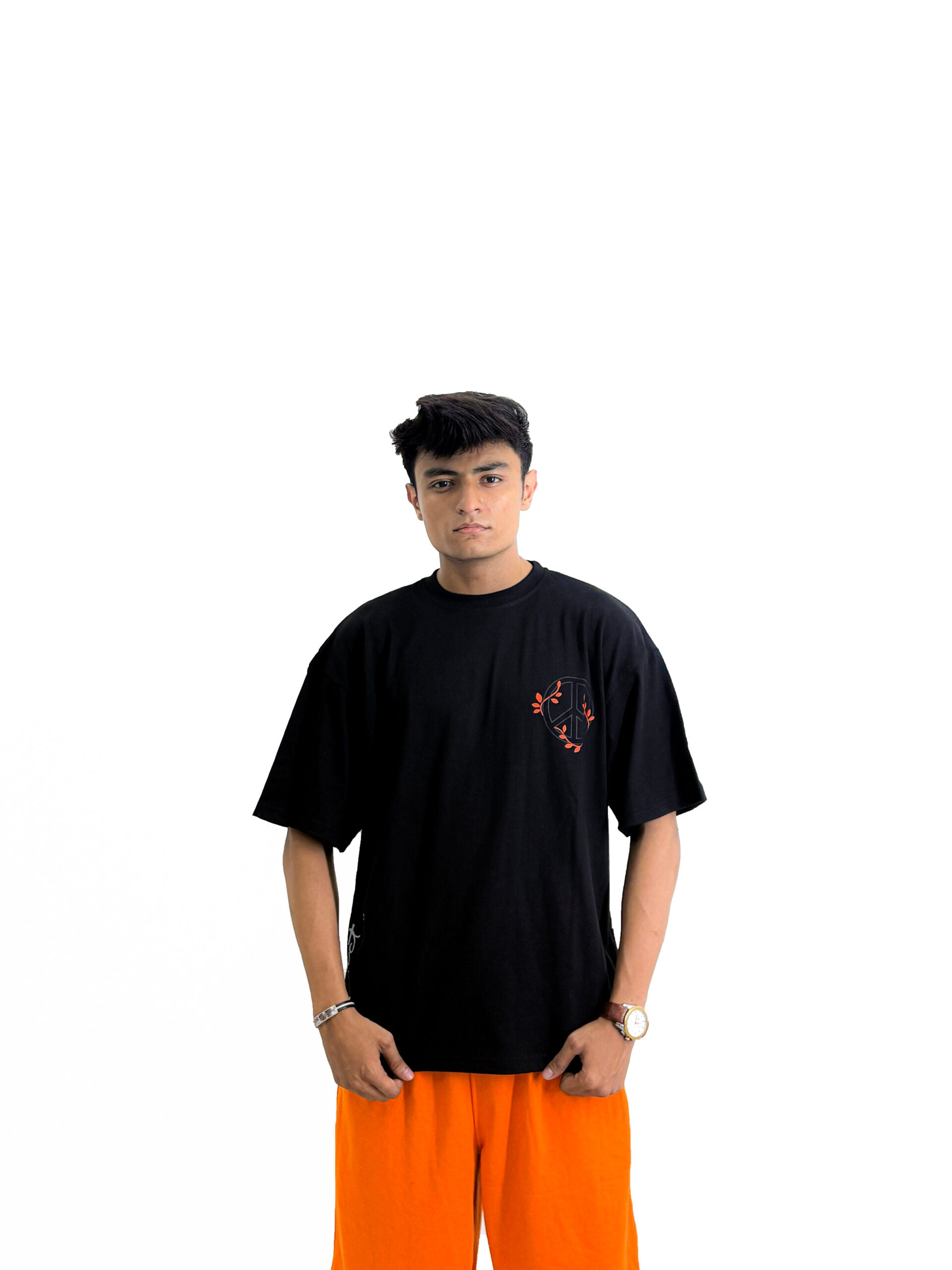 Men’s Minimalist Peace Graphic Black T-Shirt