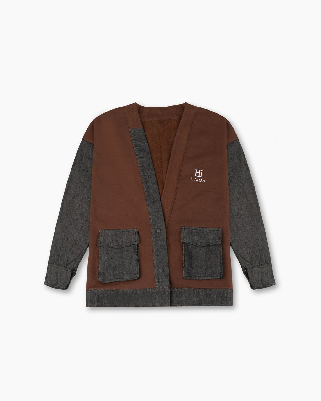 DENIM MIXED FLEECE CARDIGAN
