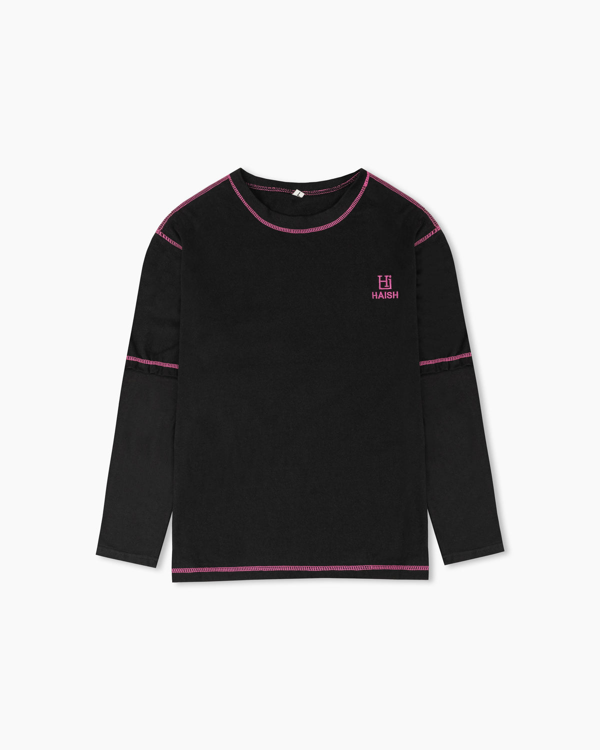 Protect Your Peace" Contrast Stitch Long-Sleeve T-Shirt - Pink lining