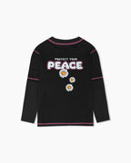 Protect Your Peace" Contrast Stitch Long-Sleeve T-Shirt