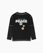 Protect Your Peace" Contrast Stitch Long-Sleeve T-Shirt - White lining