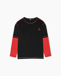 HAISH Black Red Contrast Sleeve T-Shirt | Sporty Oversized tee