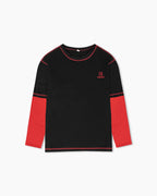 HAISH Black Red Contrast Sleeve T-Shirt | Sporty Oversized tee