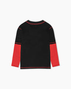 HAISH Black Red Contrast Sleeve T-Shirt | Sporty Oversized tee