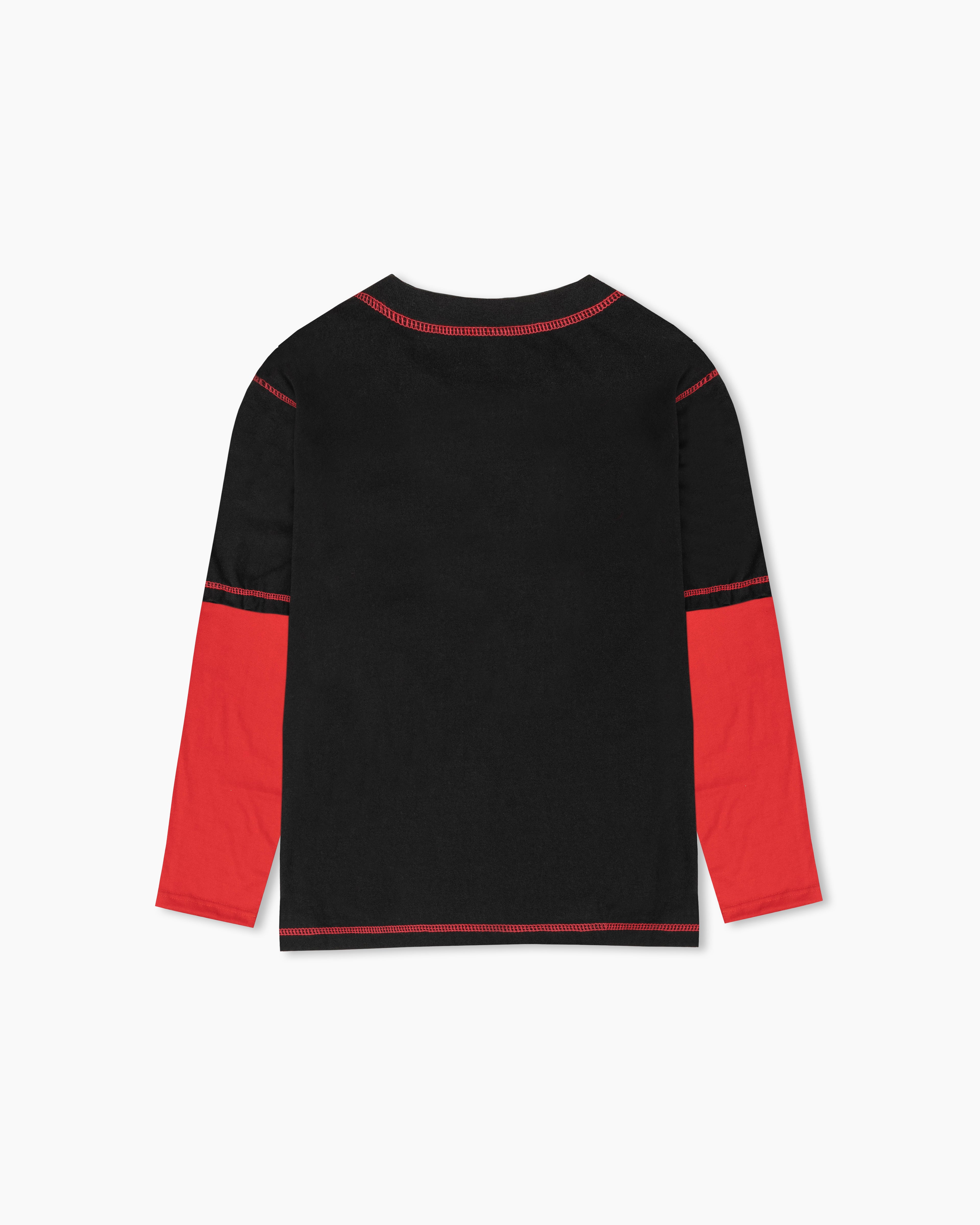 HAISH Black Red Contrast Sleeve T-Shirt | Sporty Oversized tee