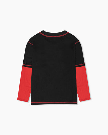 HAISH Black Red Contrast Sleeve T-Shirt | Sporty Oversized tee